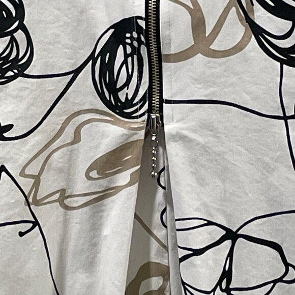 COMFY USA Tunic/Mini Dress Button Up Long Slve Abstract Floral White/Black/Tan L - Picture 9 of 13